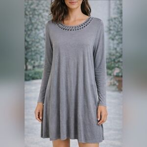 Charlie Paige Gray Long Sleeve Tunic